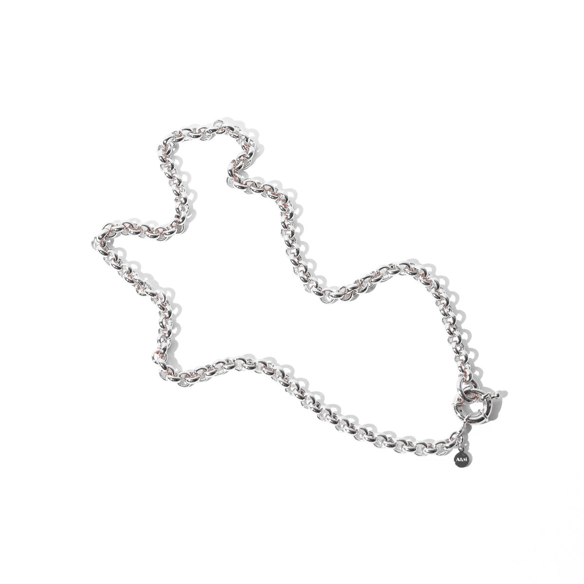 Rolo Chain Necklace in Silver flat lay
