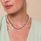 Rolo Chain Necklace in Silver worn layer with Serenity Pearl Beaded Necklace in Silver