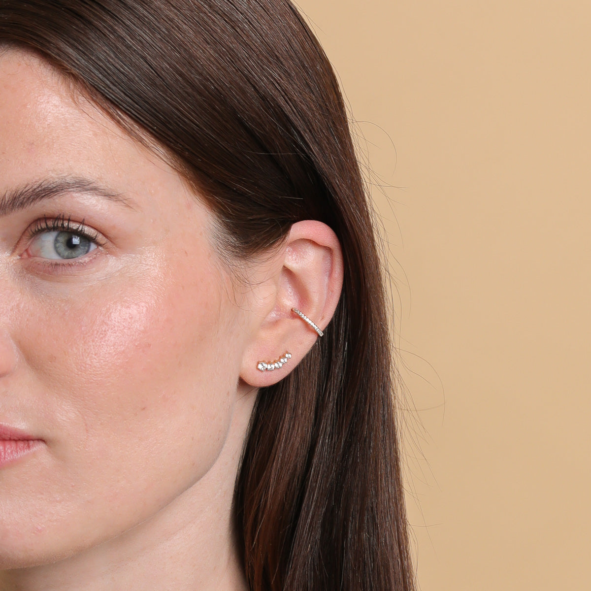 Illume Crystal Gold Climber Studs Astrid & Miyu Earrings