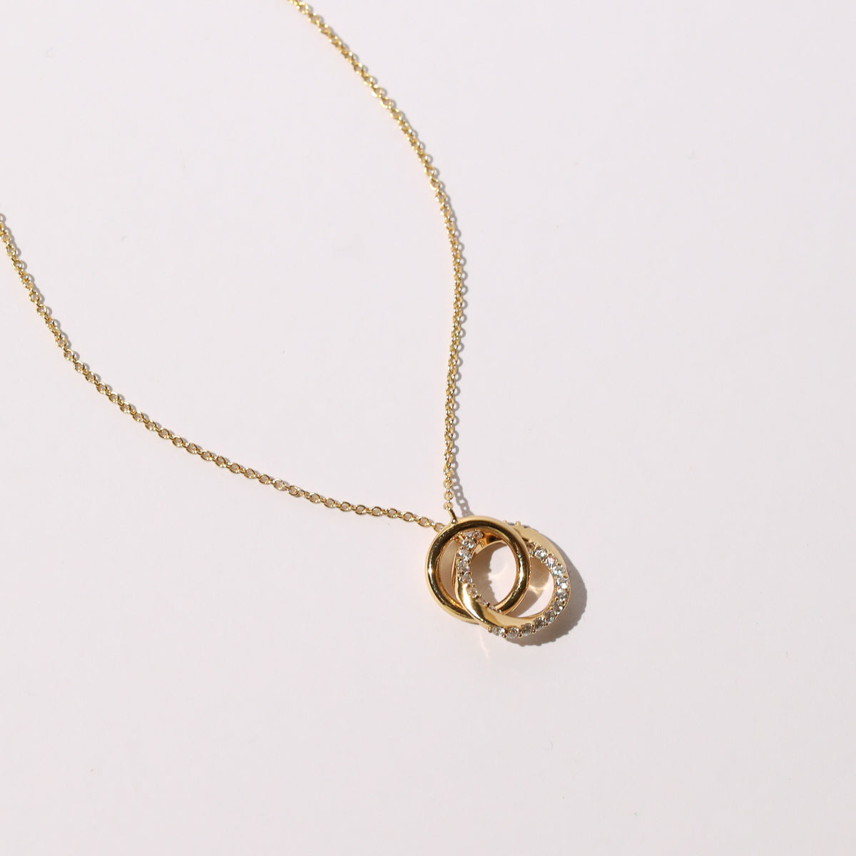 Orbit Crystal Chain Necklace in Gold flat lay
