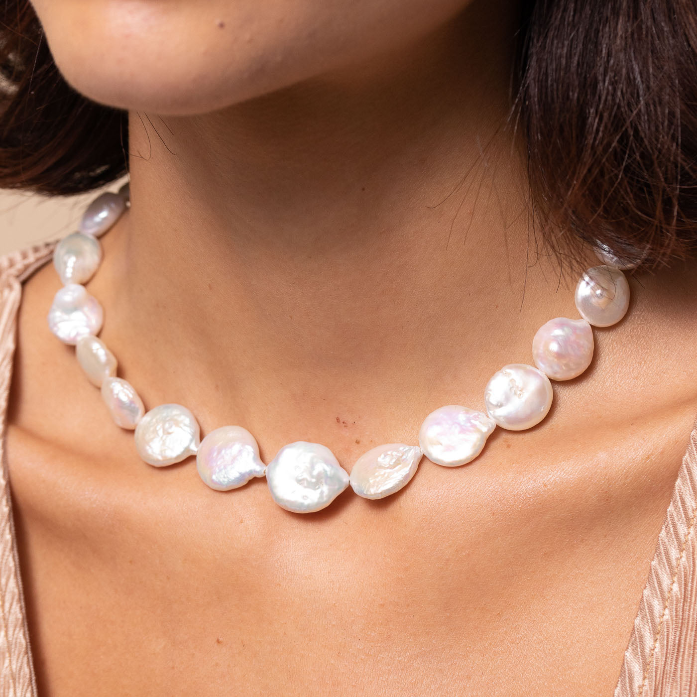 Opulent Pearl Necklace in Gold worn
