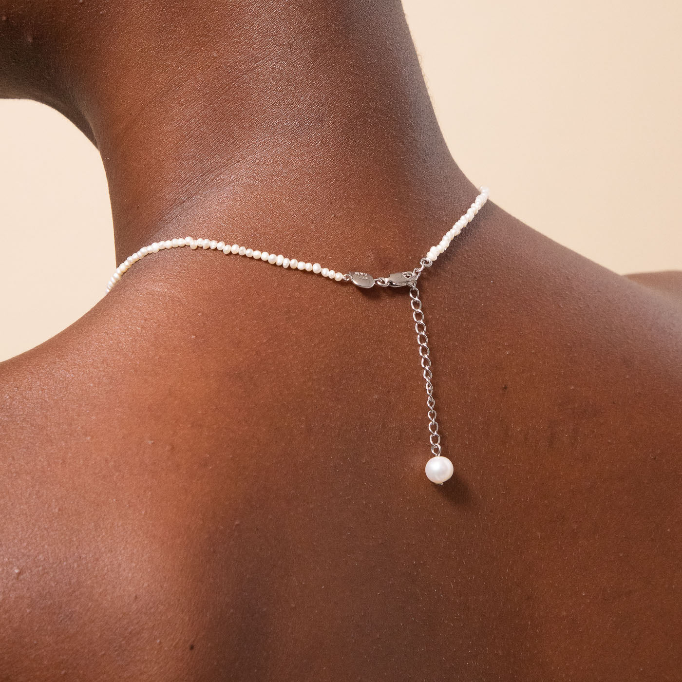 Radiant Pearl Necklace in Silver back worn