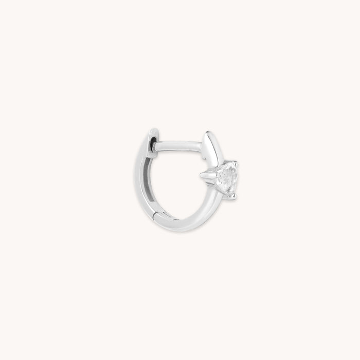 Earrings - Heart Gem Piercing Hoop in Solid White Gold - Piercing Hoop - Astrid &amp; Miyu
