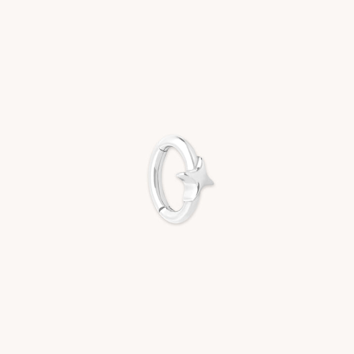 Gemstone Jewellery - Cosmic Star Rook Hoop in Solid White Gold - Daith Piercing Hoop - Astrid &amp; Miyu