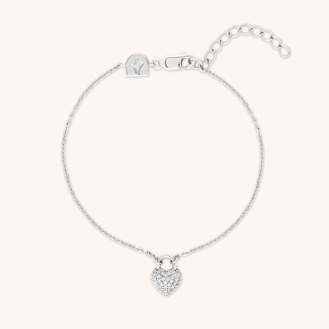 Heart Pave Bracelet in Silver