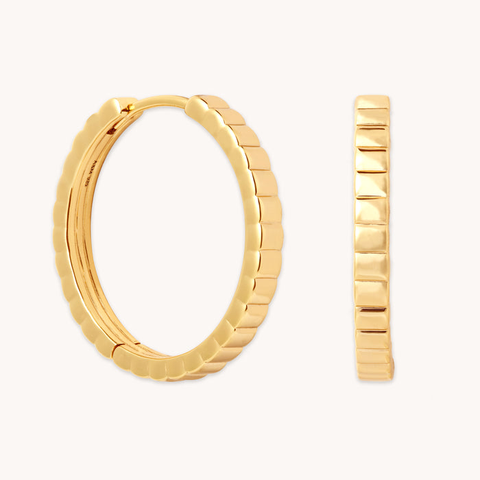 Pleated Hoops in Gold