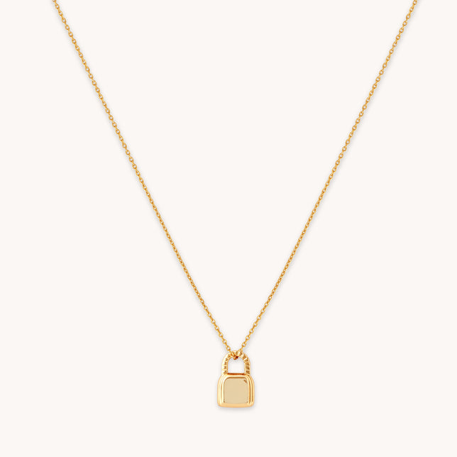 Padlock Pendant Necklace in Gold