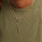 Pleated Crystal Pendant Necklace in Gold worn with orbit crystal necklace