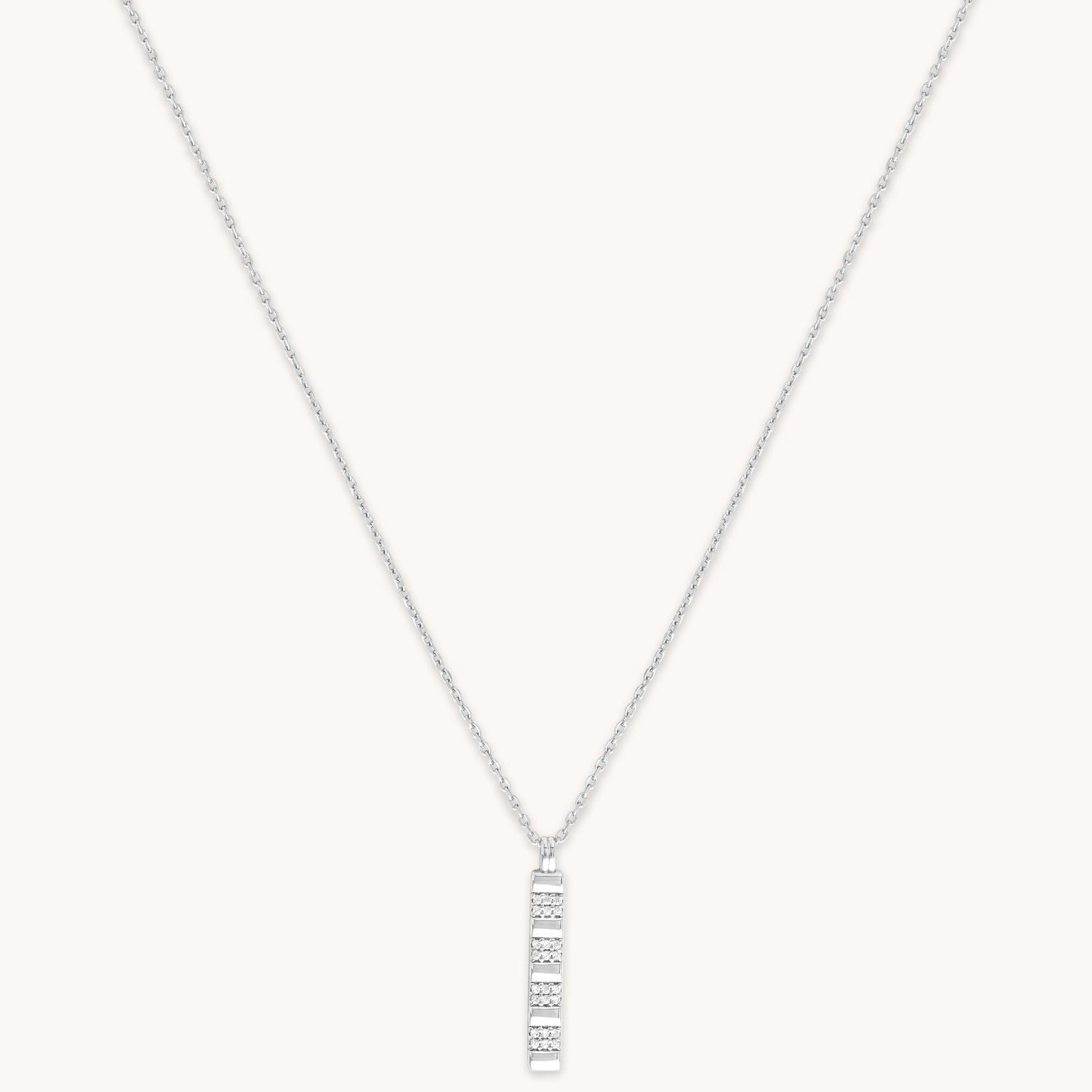 Pleated Crystal Pendant Necklace in Silver