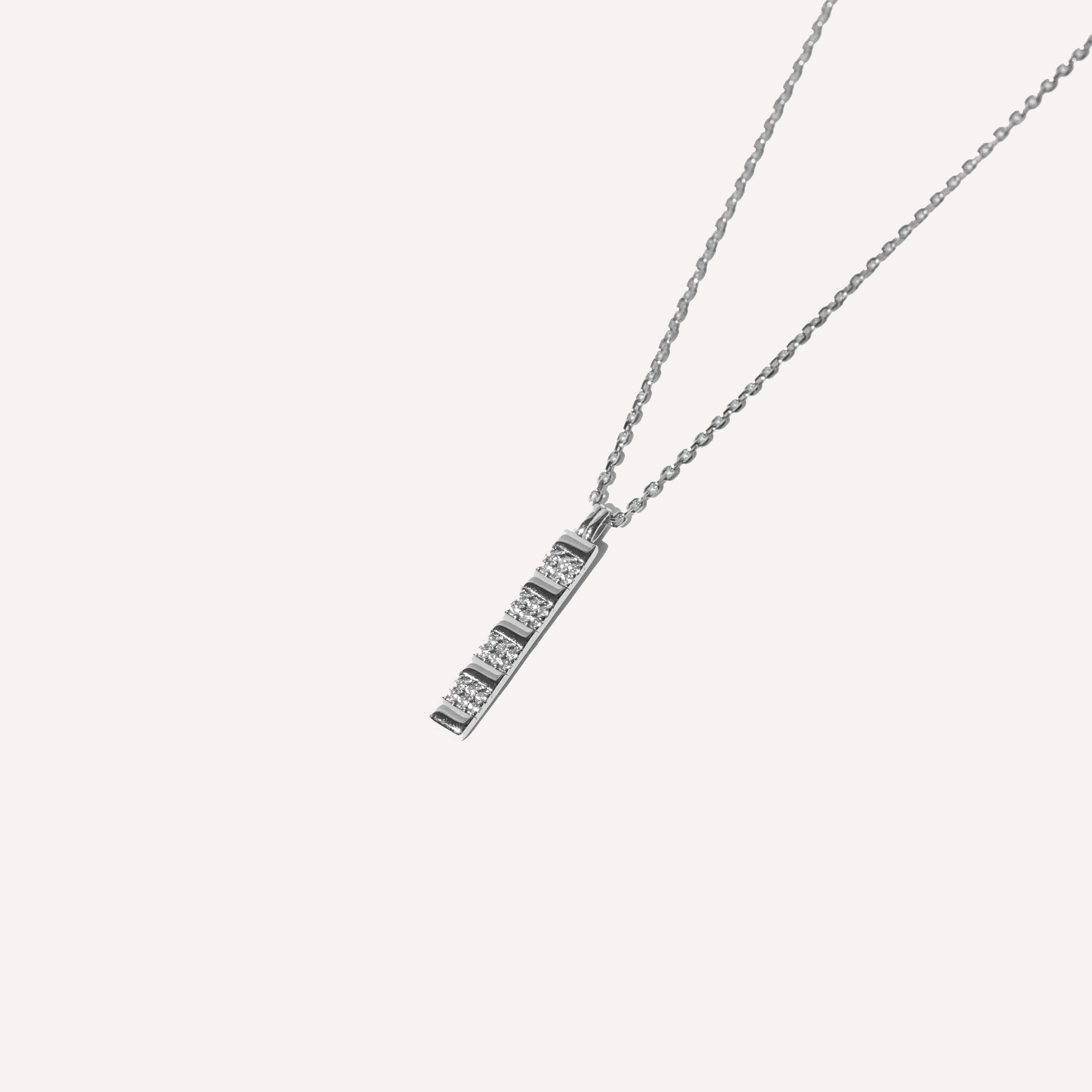 Pleated Crystal Pendant Necklace in Silver close up