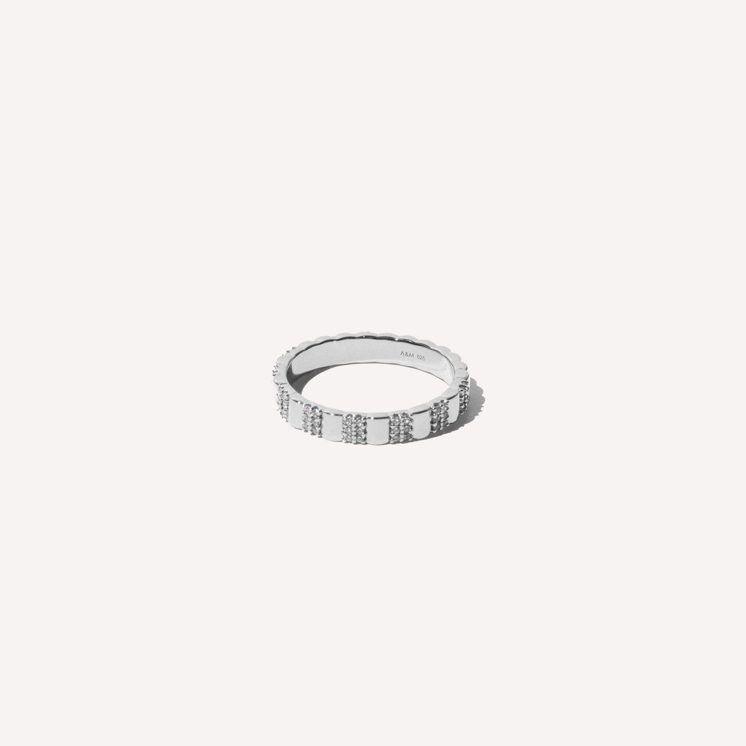 Pleated Crystal Ring in Silver flat lay shot