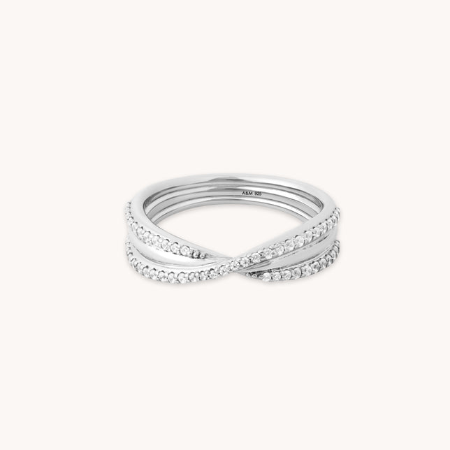 Twist Pavé Ring in Silver