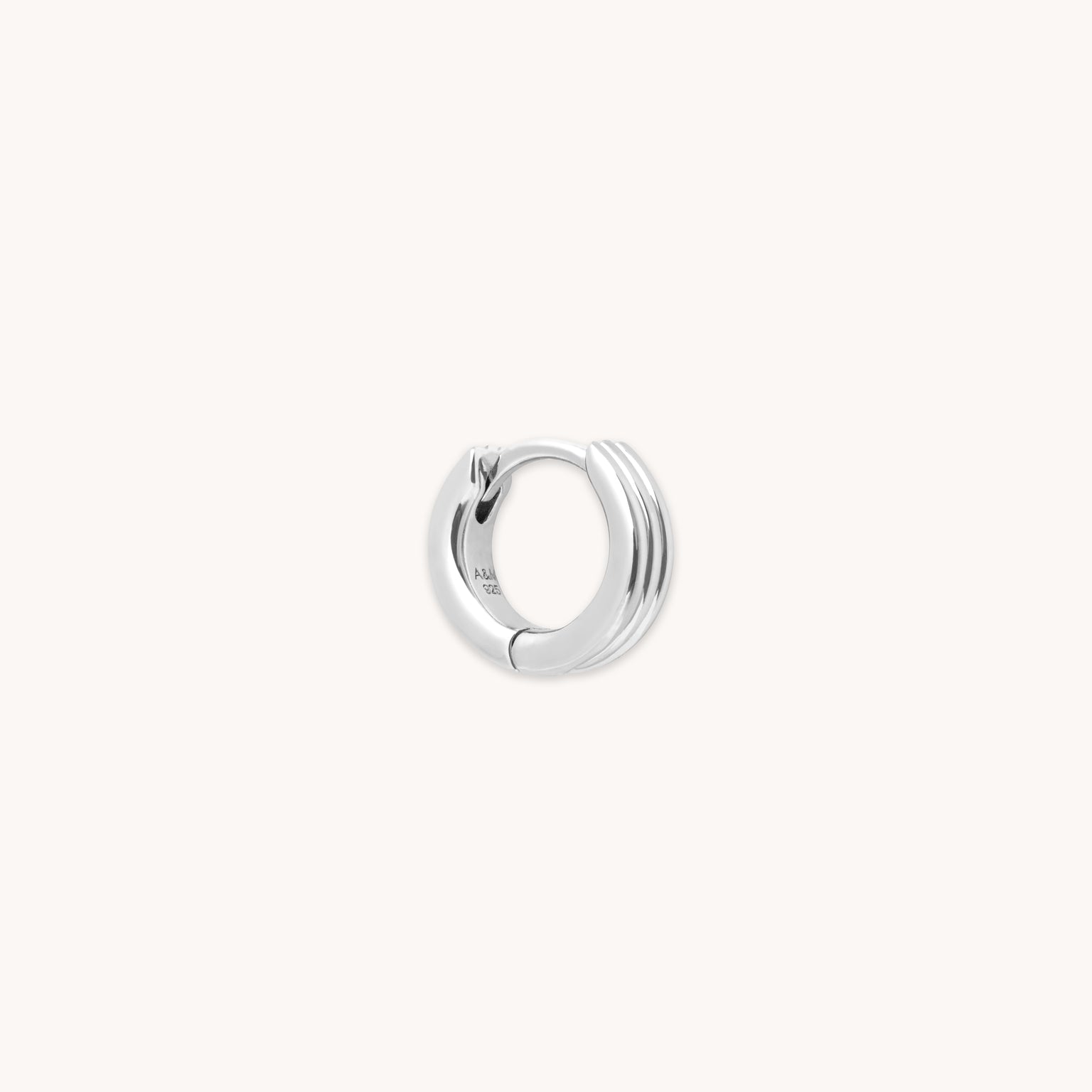 Pleated Hoop 6.5mm in Silver