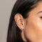 Pleated Hoop 6.5mm in Silver worn with other earrings