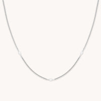 Station Navette Crystal Necklace in Silver