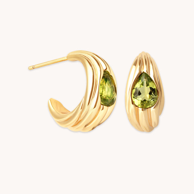 Olivine Wave Dome Hoops in Gold