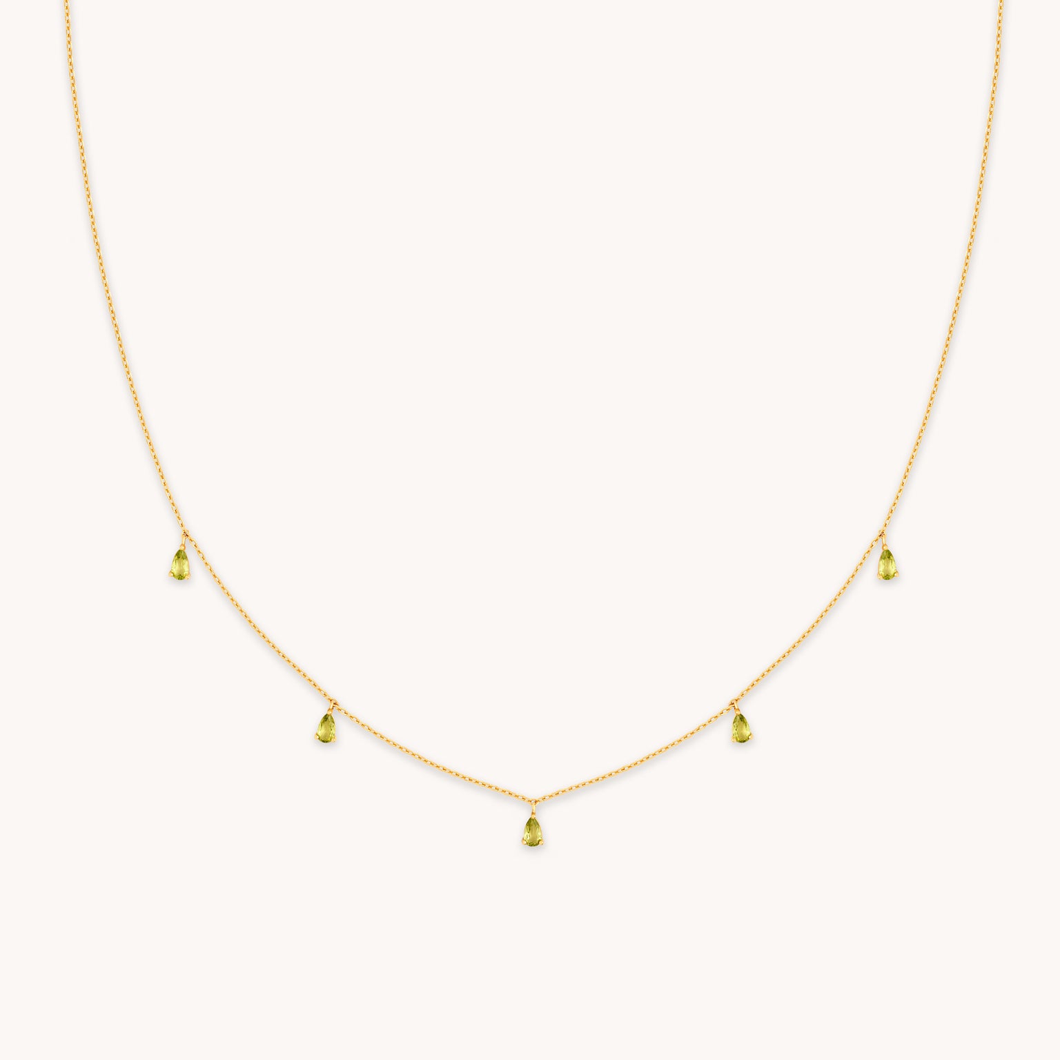 18k Gold Plated Jewellery - Olivine Charm Necklace in Gold - Pendant Necklace - Astrid &amp; Miyu