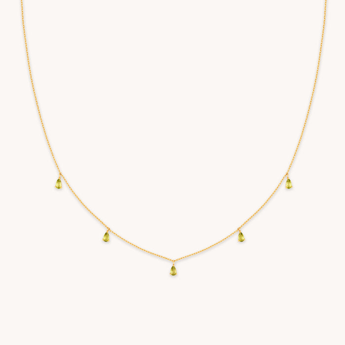 18k Gold Plated Jewellery - Olivine Charm Necklace in Gold - Pendant Necklace - Astrid &amp; Miyu