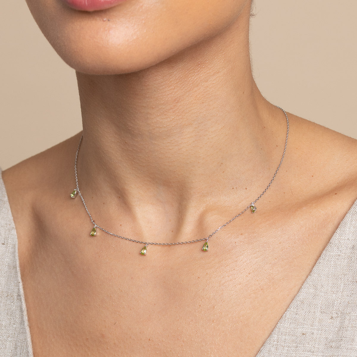 Charm Necklaces - Olivine Charm Necklace in Silver - Pendant Necklace - Astrid &amp; Miyu