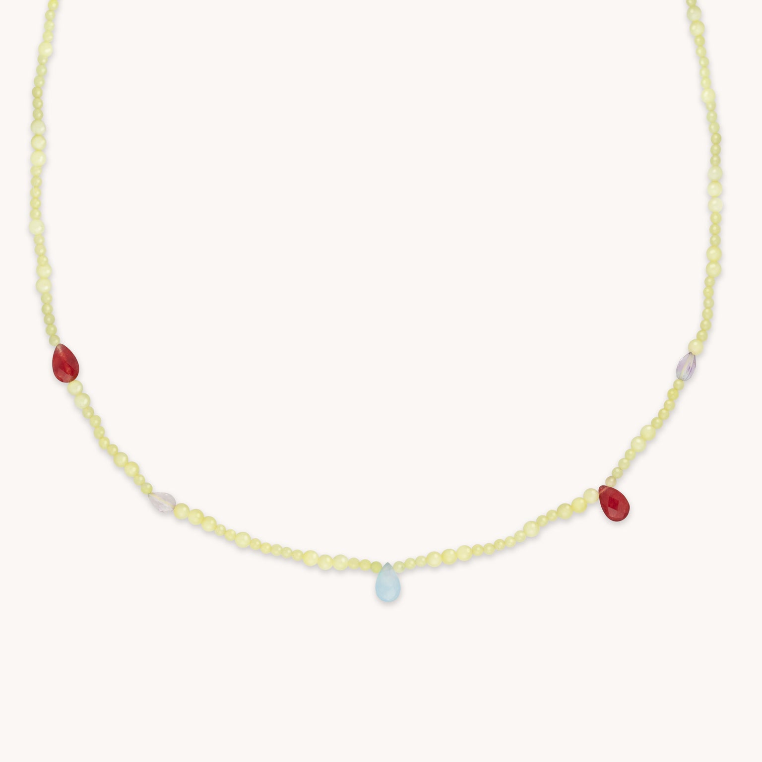 18k Gold Plated Jewellery - Lemon Jade Charm Beaded Necklace in Gold - Bracelet - Astrid &amp; Miyu
