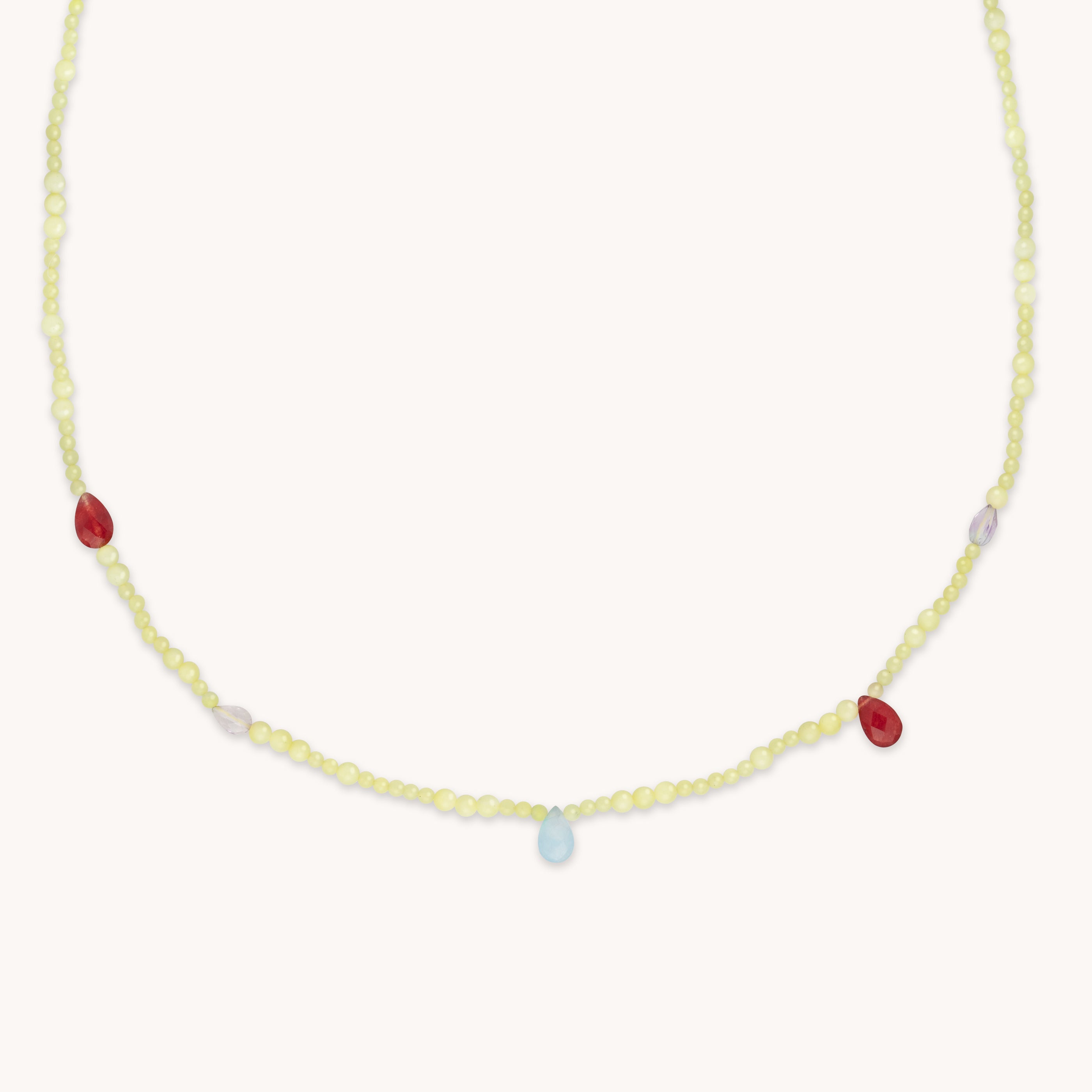 18k Gold Plated Jewellery - Lemon Jade Charm Beaded Necklace in Gold - Bracelet - Astrid &amp; Miyu