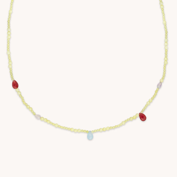 18k Gold Plated Jewellery - Lemon Jade Charm Beaded Necklace in Gold - Bracelet - Astrid &amp; Miyu