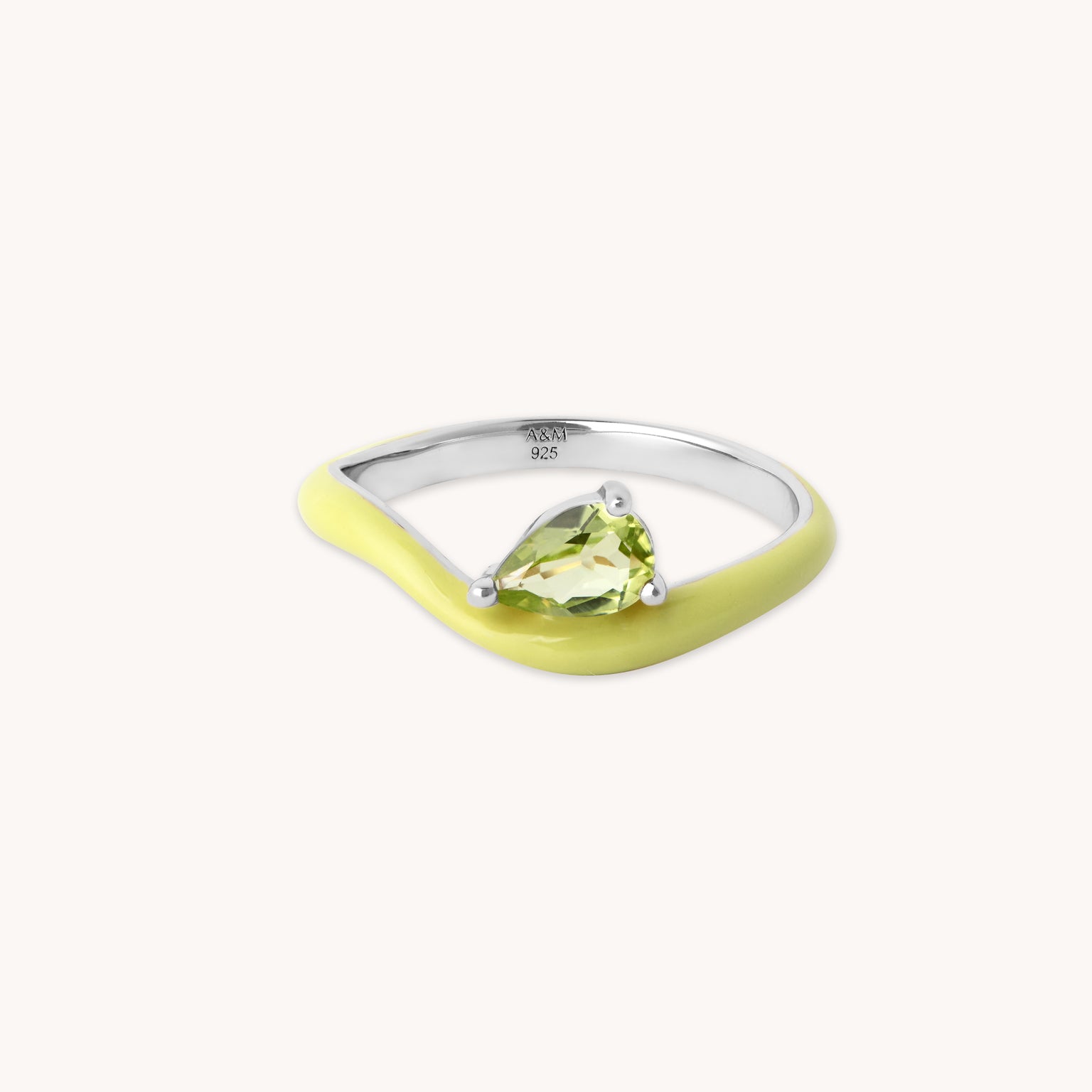 Enamel Jewellery - Olivine Enamel Wave Ring in Silver - Rings - Astrid &amp; Miyu