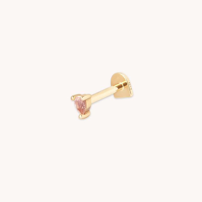 Peach Pear Piercing Stud in Solid Gold