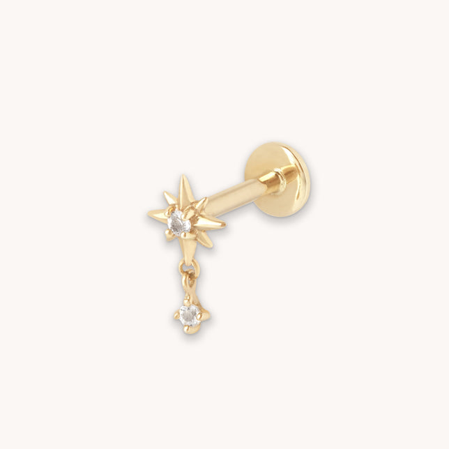 Twilight Star Charm Piercing Stud in Solid Gold