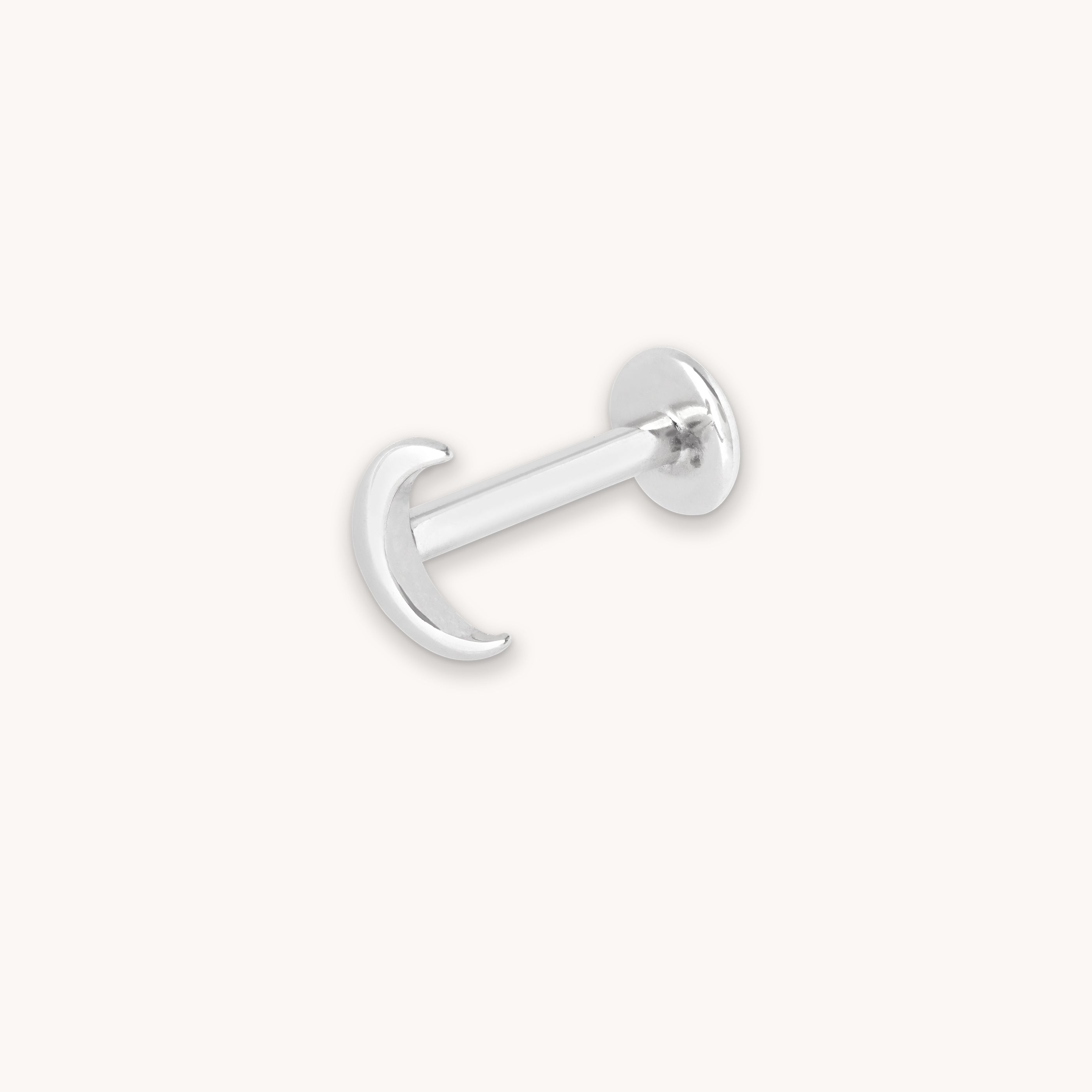 Moon Piercing Stud in Solid White Gold