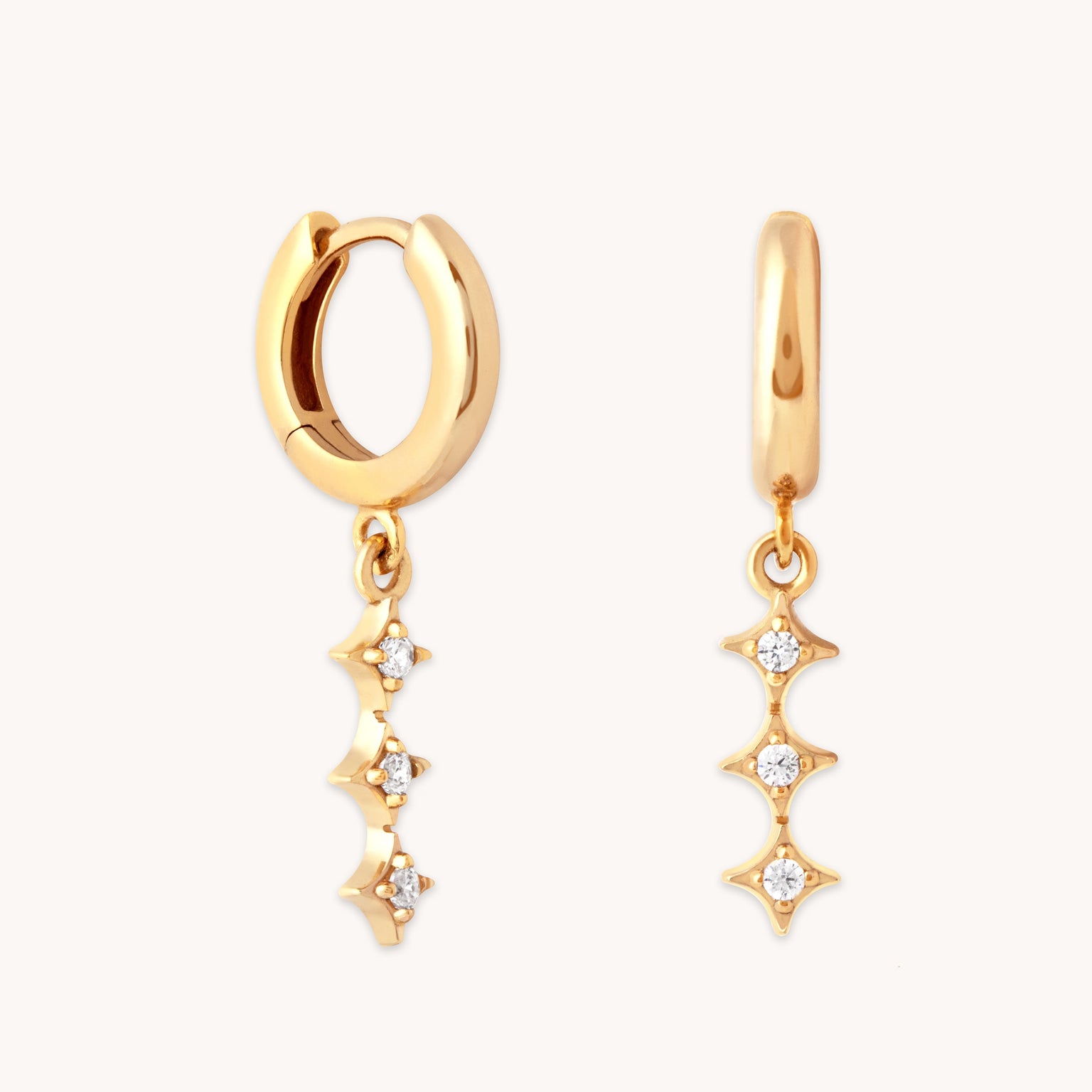 Cosmic Star Charm Huggies in Gold