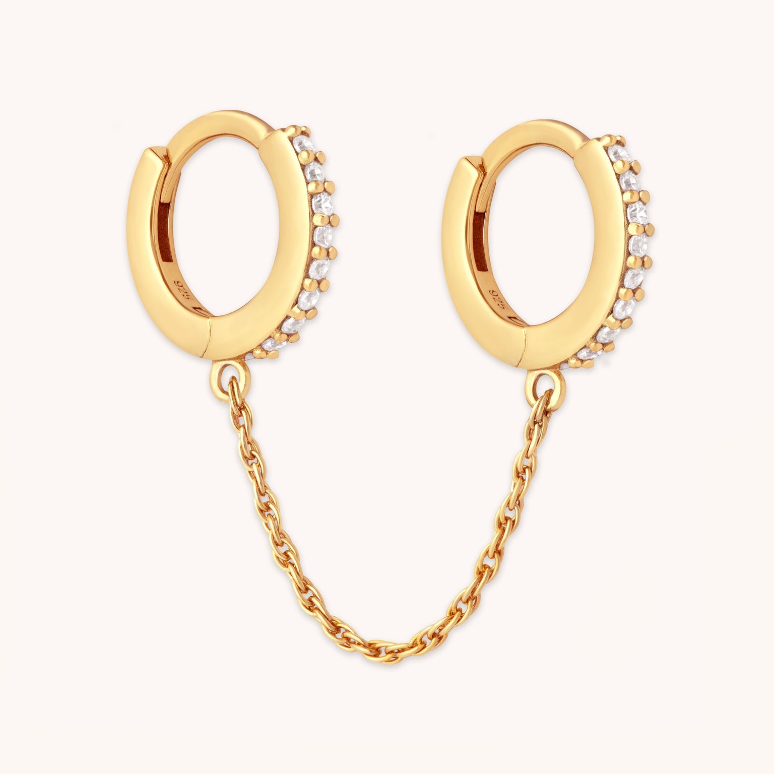 14K Gold Small Chain Huggie Earrings 14K Rose Gold