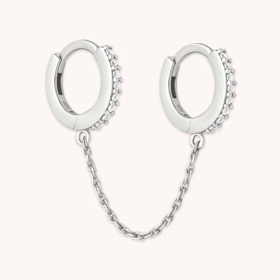 Chain Link Huggies in Silver