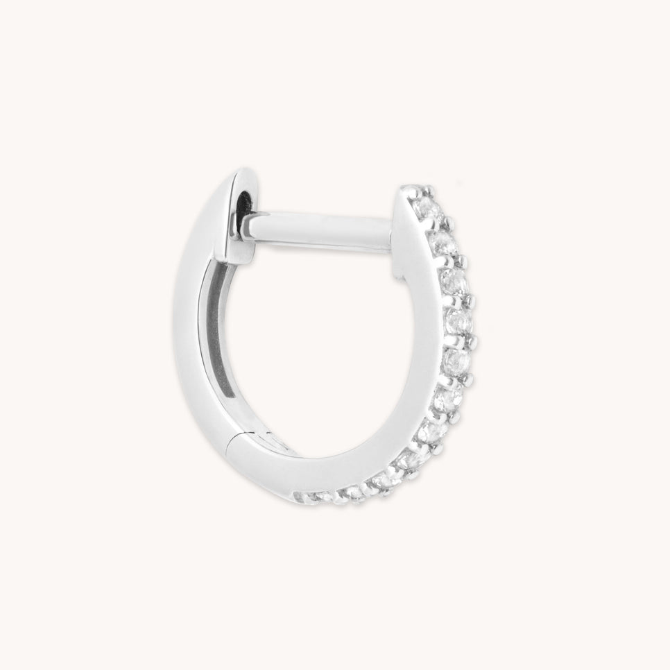 Earrings - Gem Piercing Hoop in Solid White Gold - Piercing Hoop - Astrid &amp; Miyu