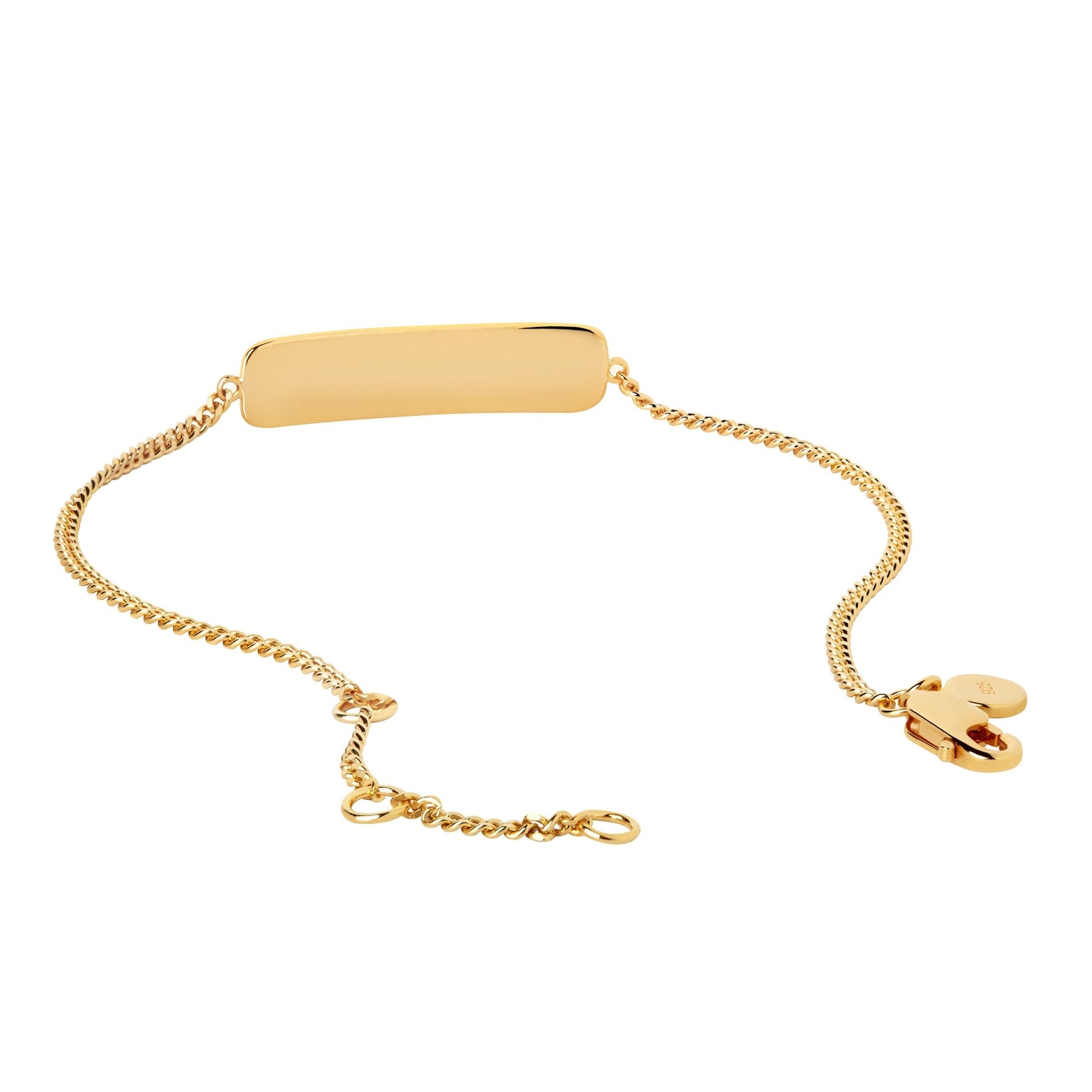 Etched ID Bracelet in Gold with open clasp