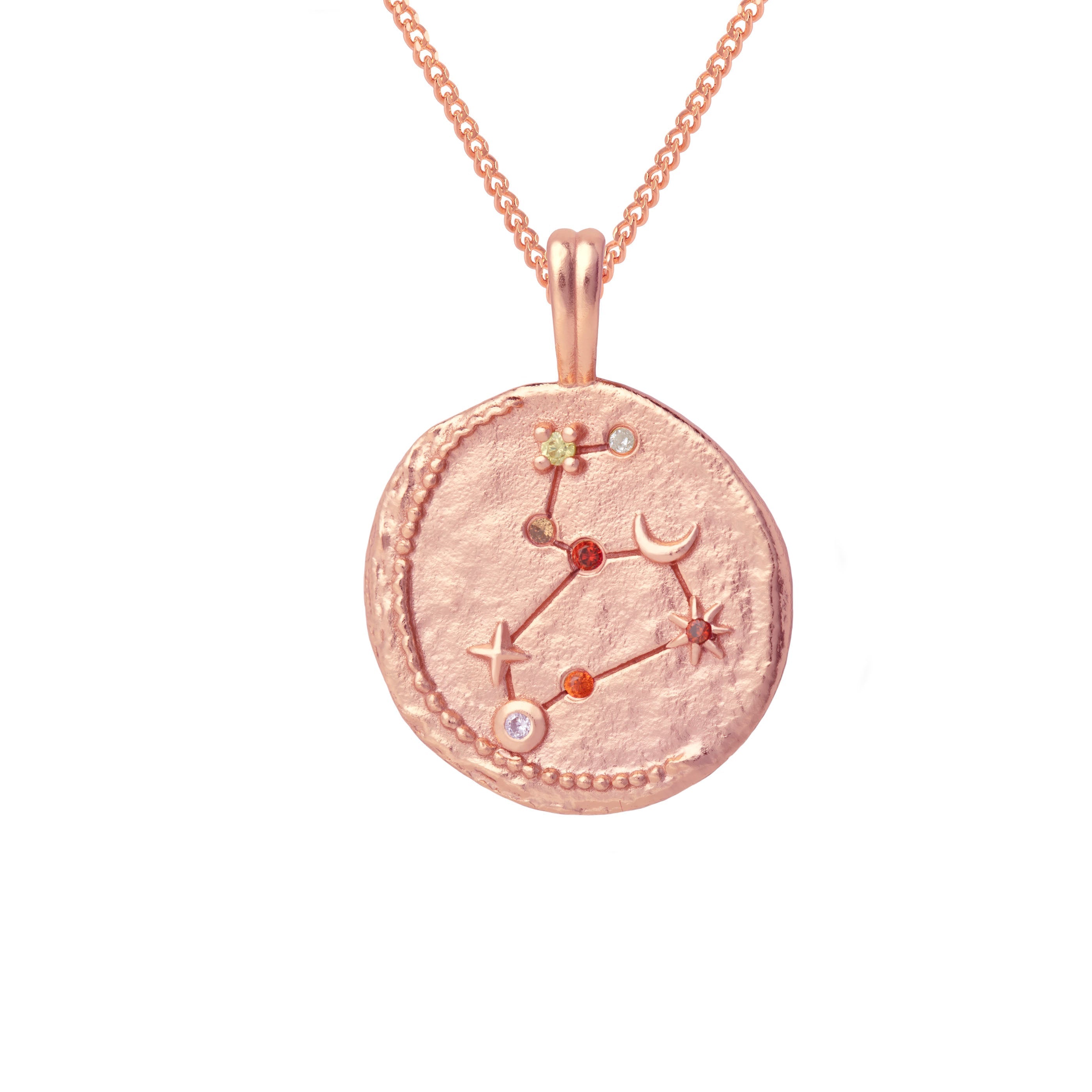 18k Rose Gold Plated Jewellery - Leo Zodiac Pendant Necklace in Rose Gold - Zodiac Pendant - Astrid &amp; Miyu