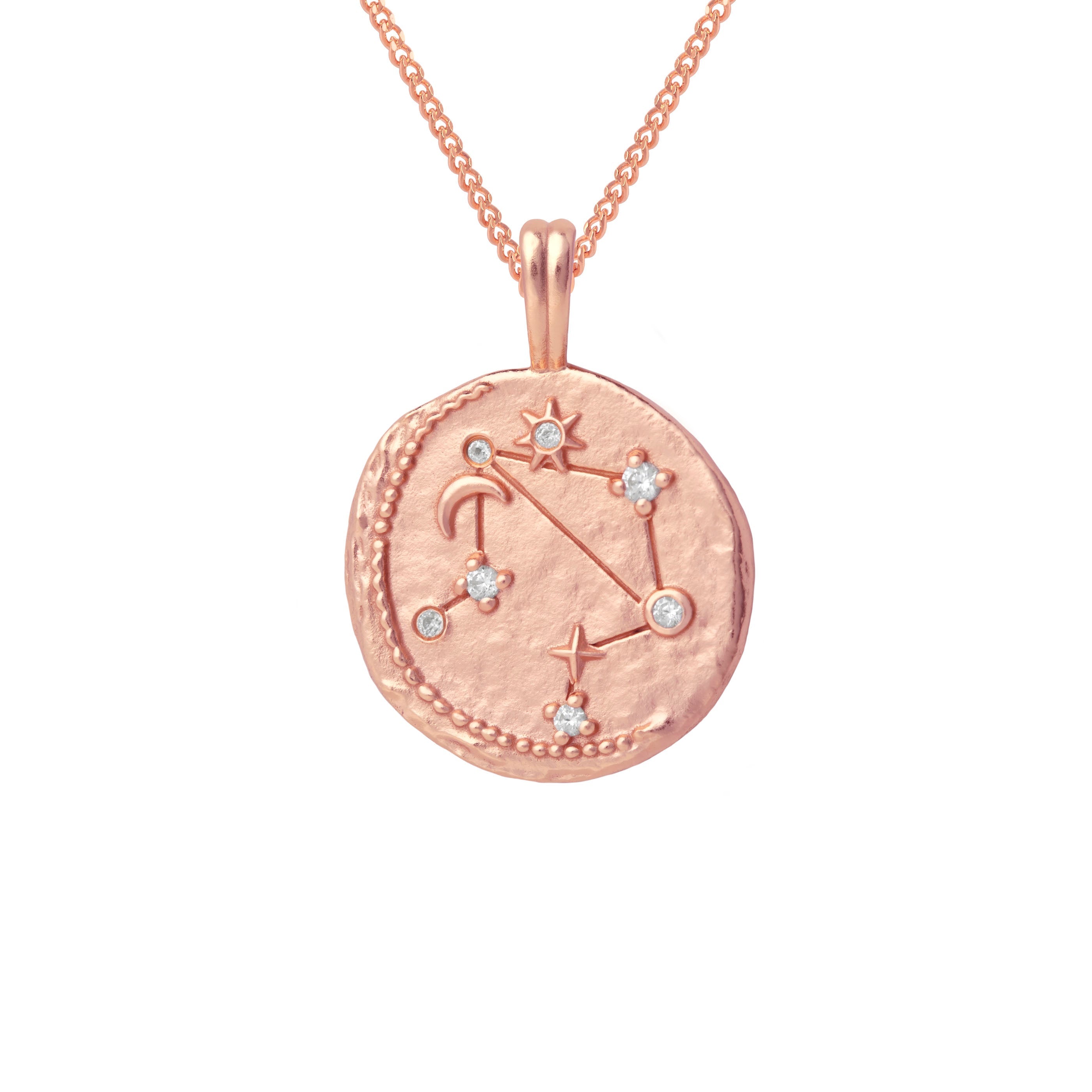 18k Rose Gold Plated Jewellery - Libra Zodiac Pendant Necklace in Rose Gold - Zodiac Pendant - Astrid &amp; Miyu