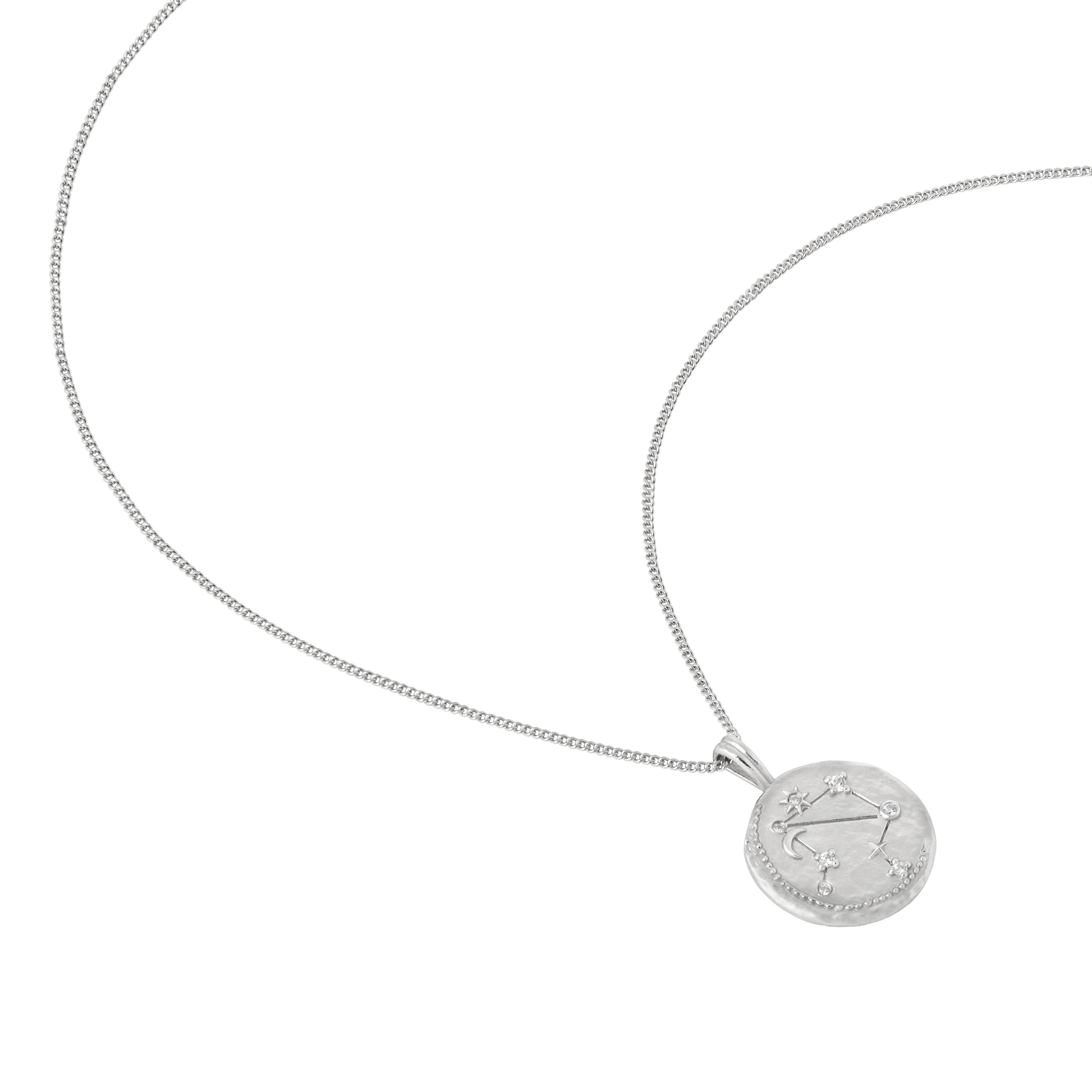 Gemstone Necklaces - Libra Zodiac Pendant Necklace in Silver - Zodiac Pendant - Astrid &amp; Miyu