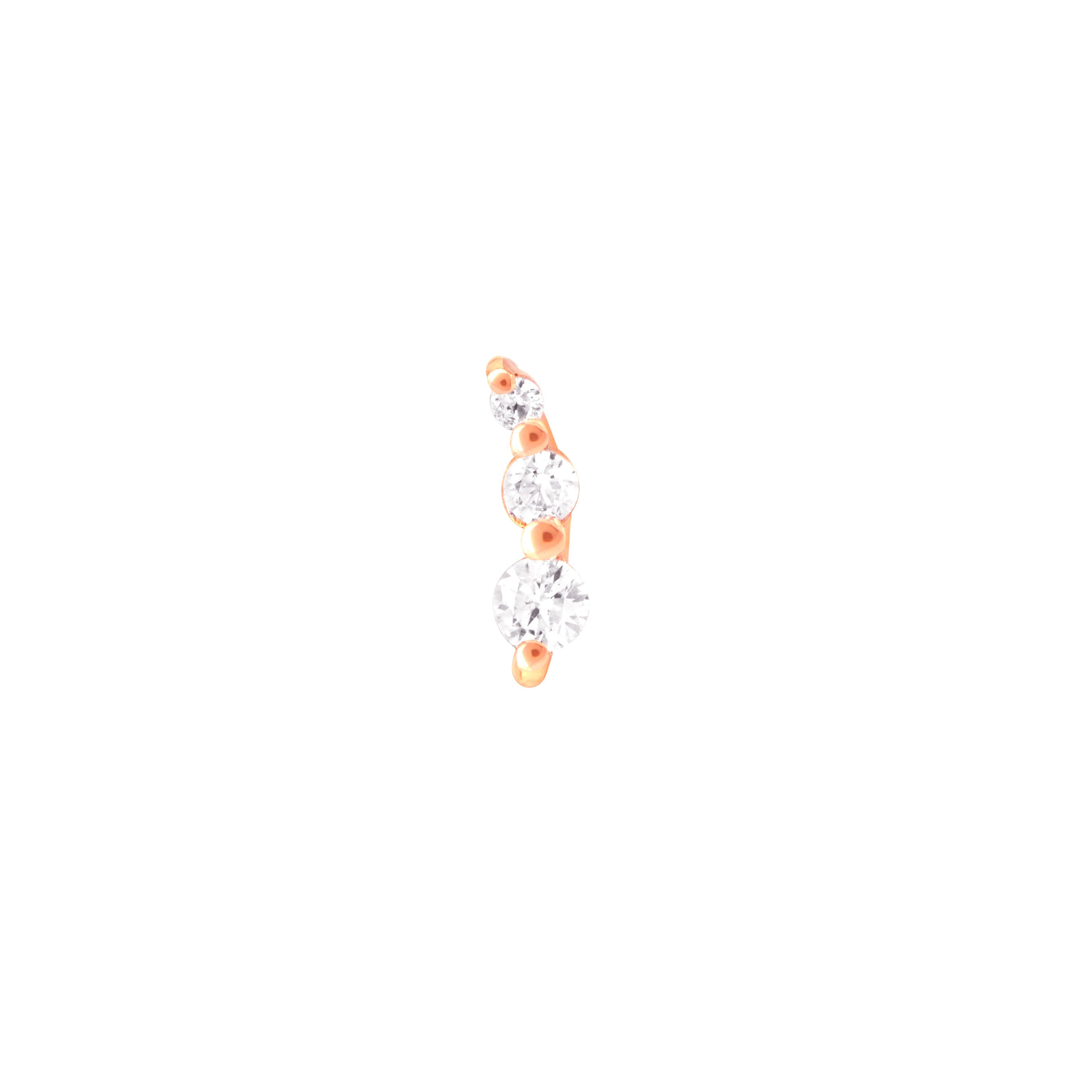 18k Rose Gold Plated Jewellery - Glimmer Crystal Barbell in Rose Gold - Barbell Earring - Astrid &amp; Miyu