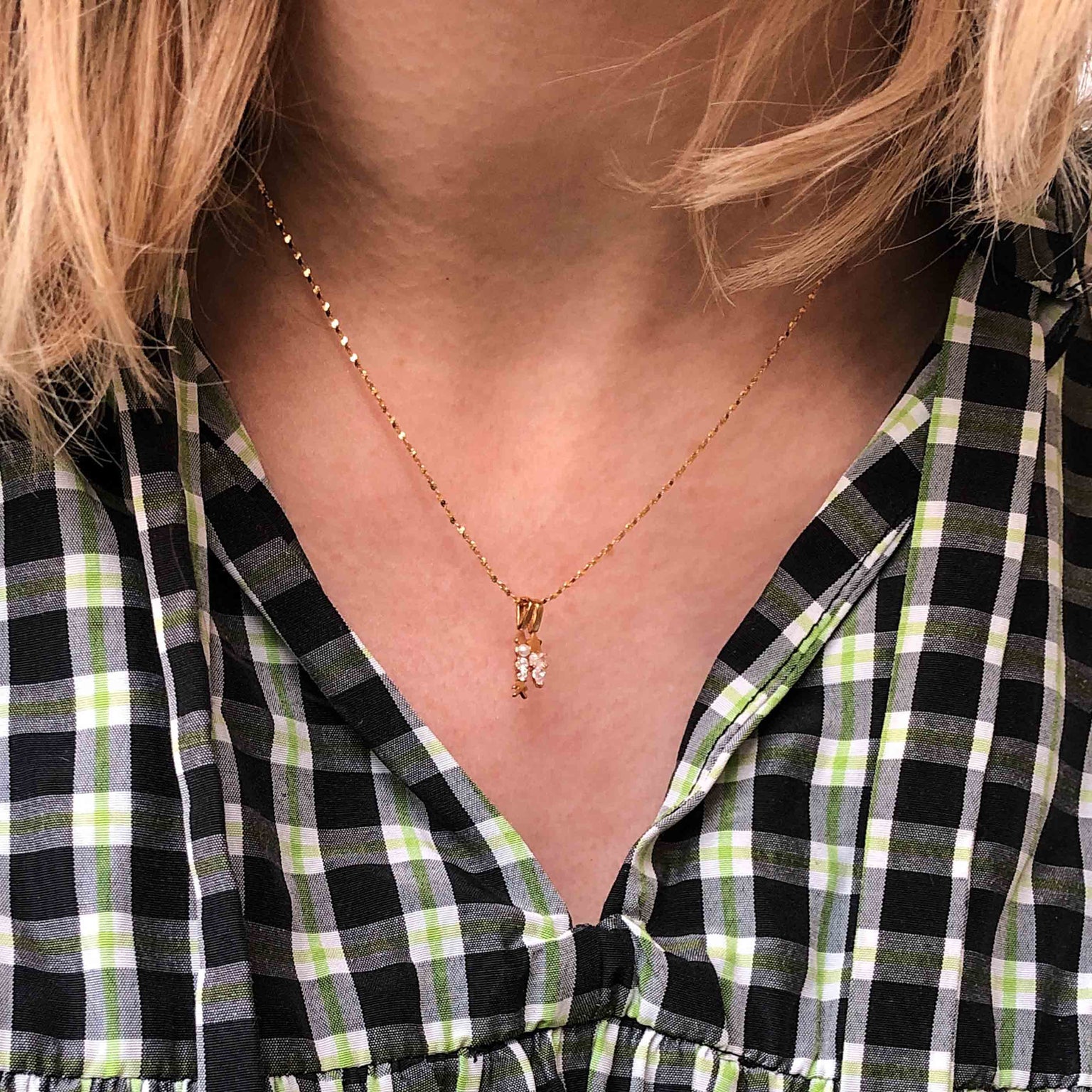 Arrow Necklace Charm in Gold on fine twist chain