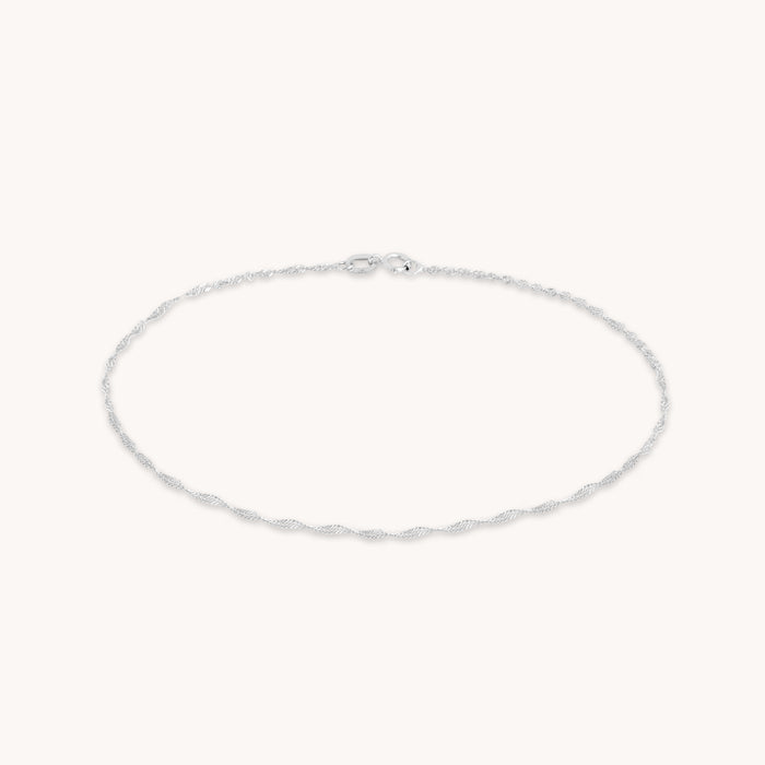 Astrid Chain Anklet in Solid White Gold