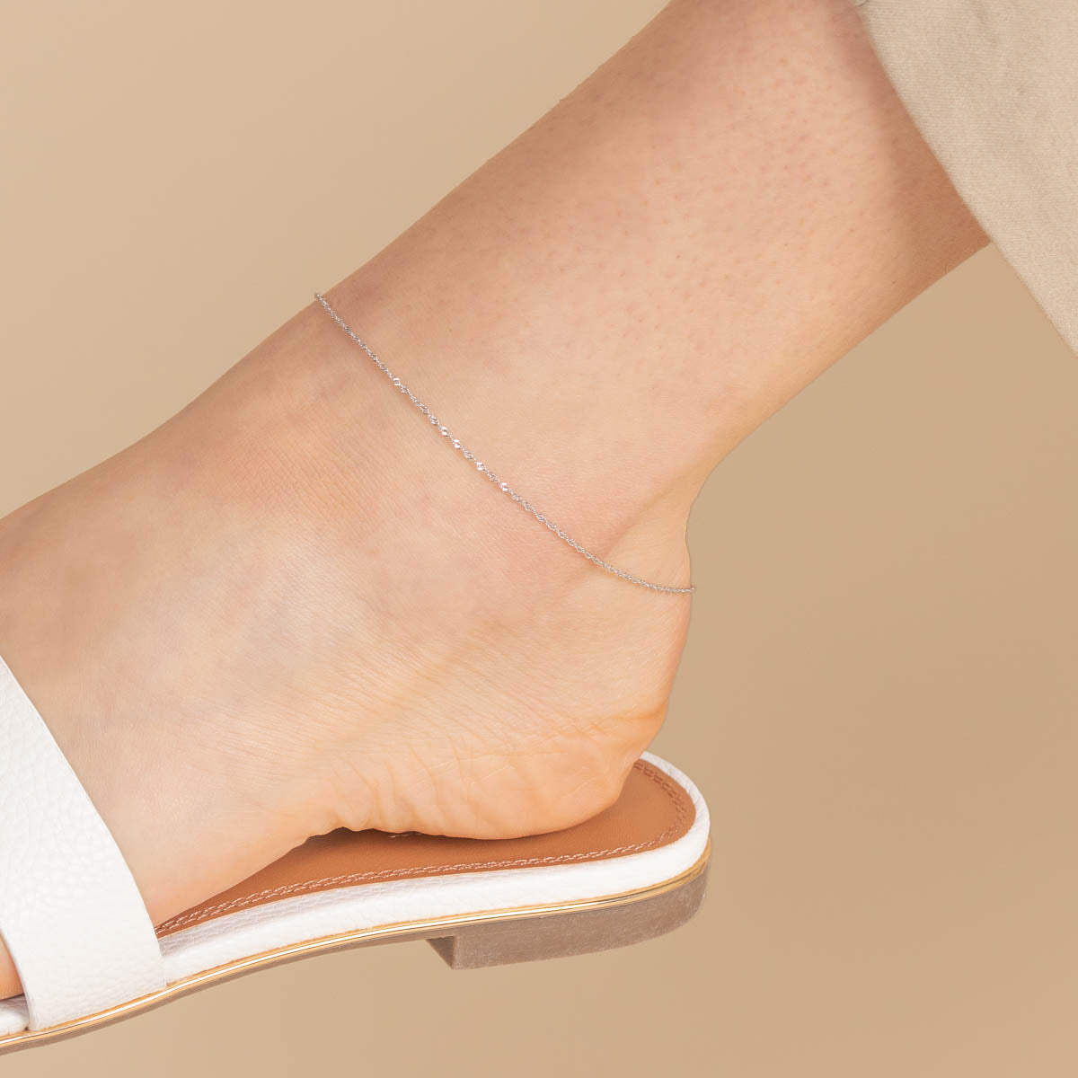 Astrid Chain Anklet in Solid White Gold