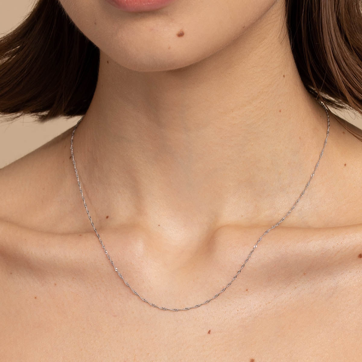 Astrid Chain Necklace in Solid White Gold