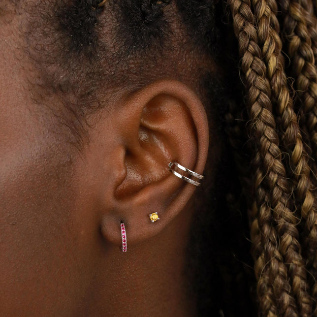 Birthstone Stud Earrings In Silver - November Birthstone Stud Earrings in Silver with Citrine CZ - Stud Earrings - Astrid & Miyu