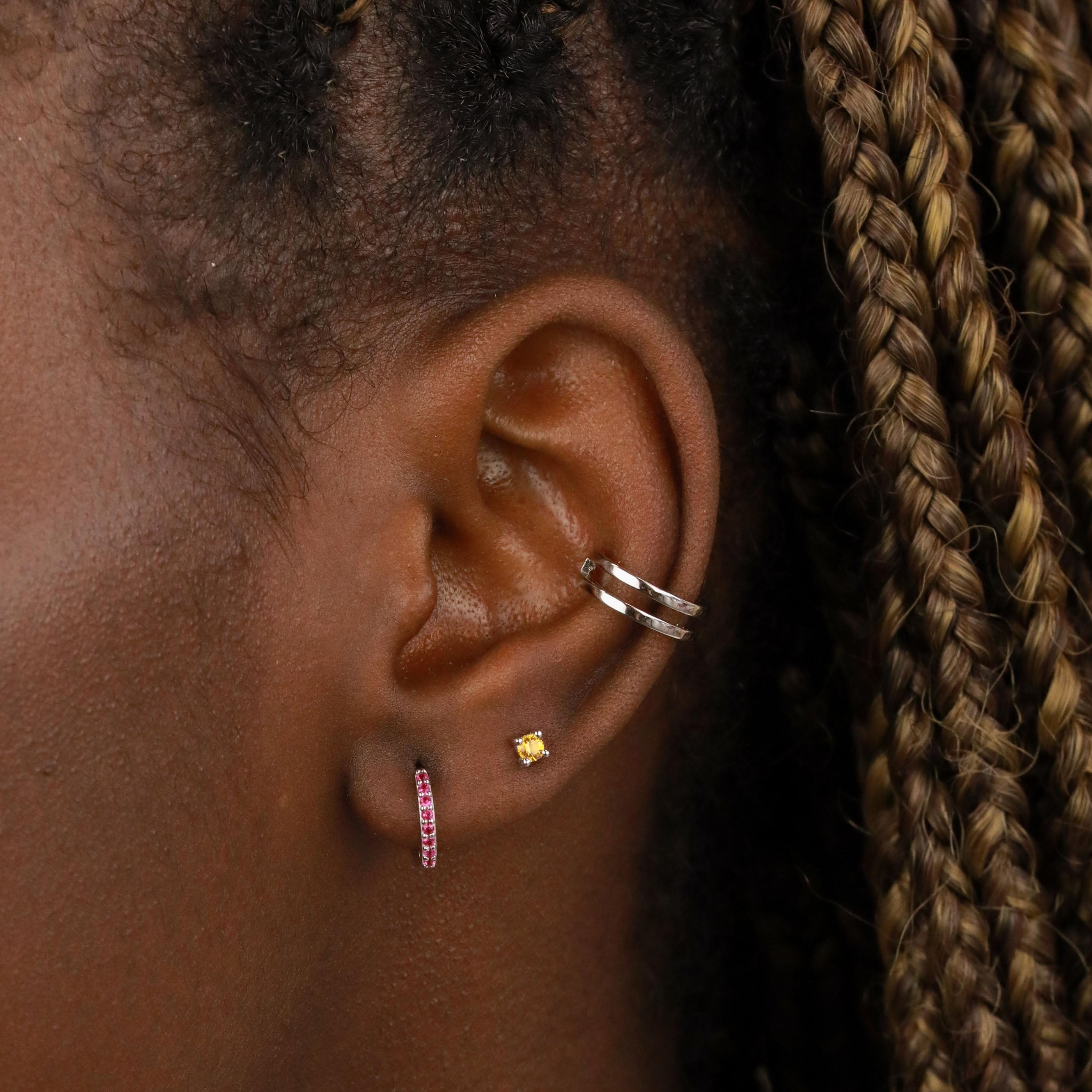 Birthstone Stud Earrings In Silver - November Birthstone Stud Earrings in Silver with Citrine CZ - Stud Earrings - Astrid &amp; Miyu