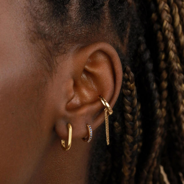 18k Gold Plated Jewellery - December Birthstone Huggies in Gold with Tanzanite CZ - Huggies - Astrid & Miyu