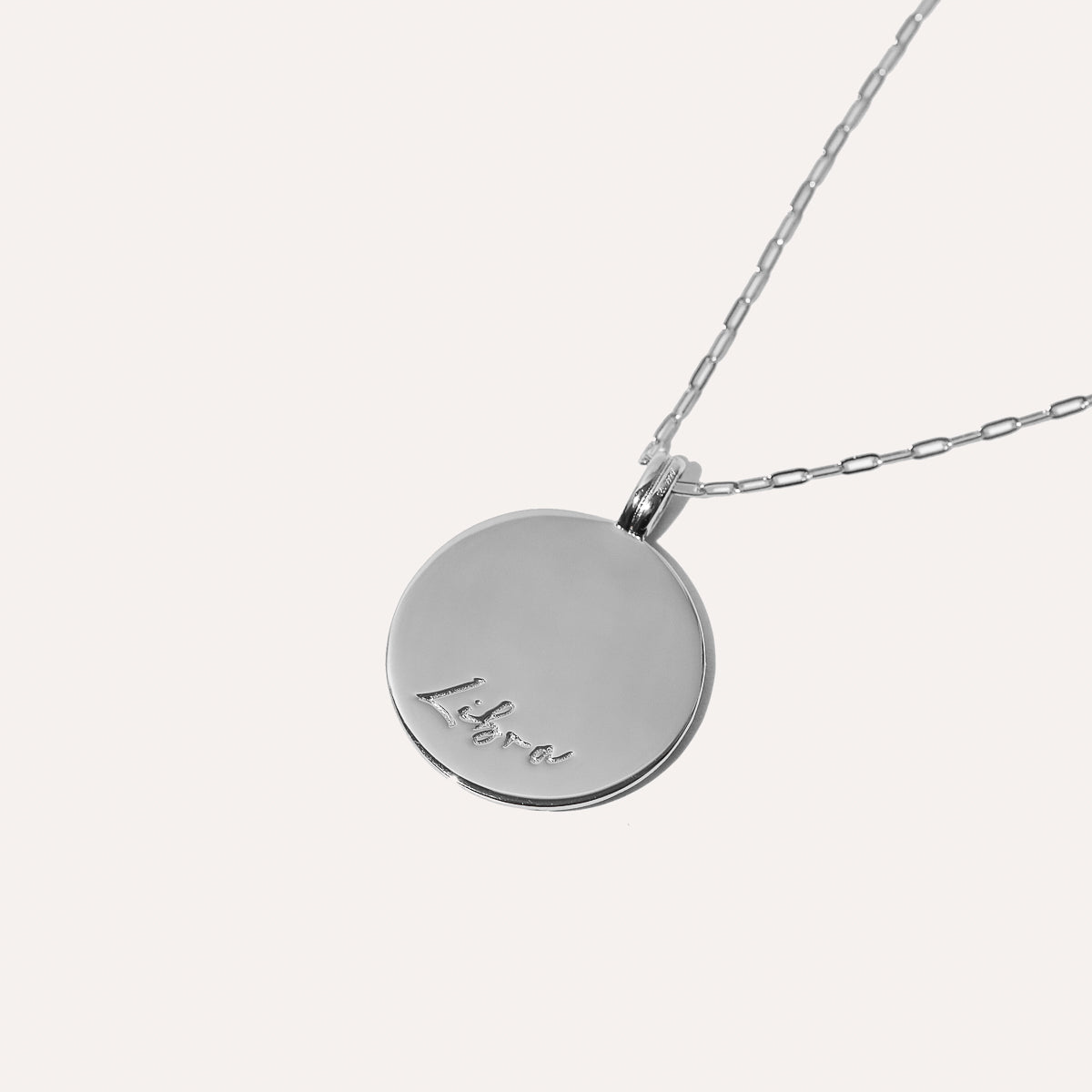 Libra Bold Zodiac Pendant Necklace in Silver back