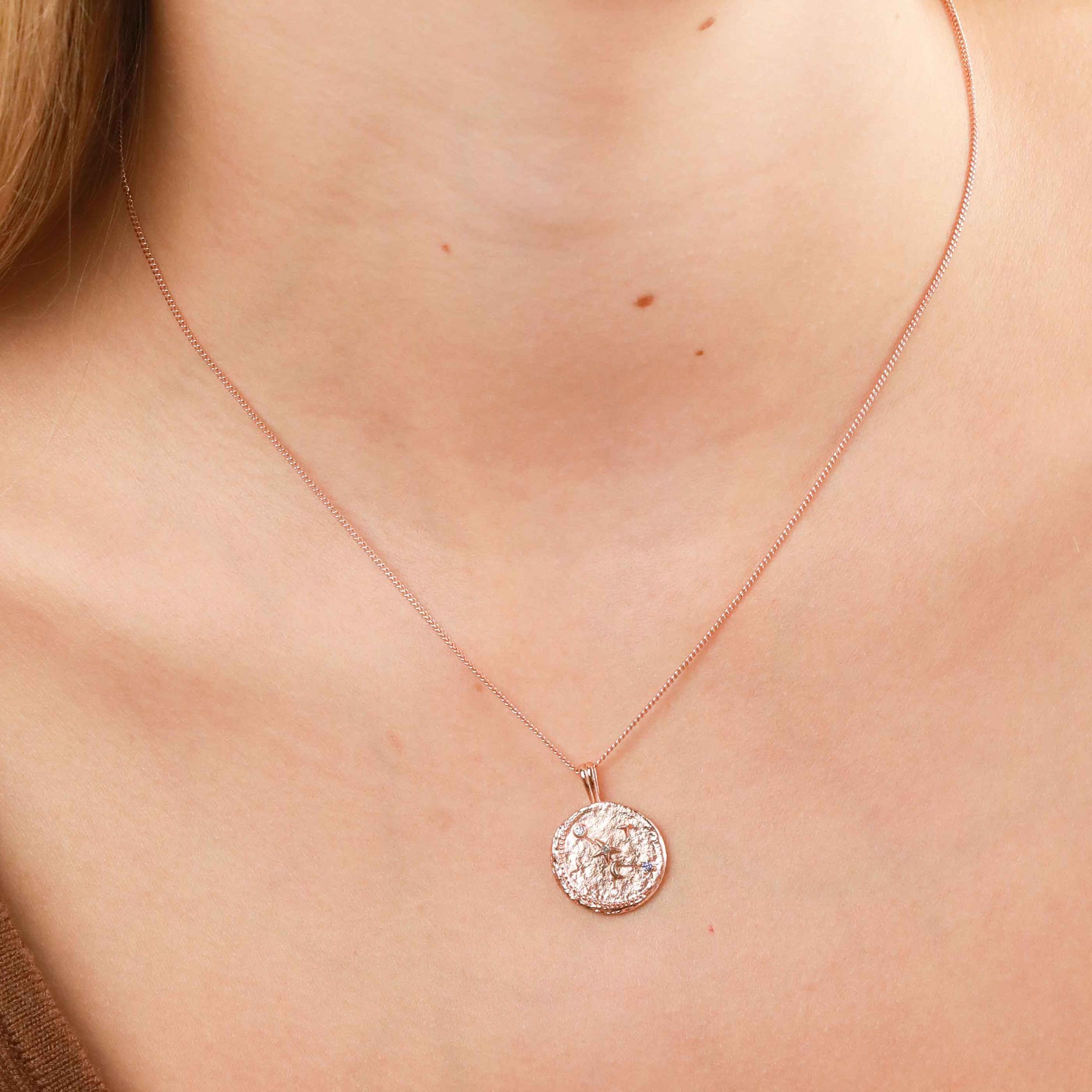 18k Rose Gold Plated Jewellery - Cancer Zodiac Pendant Necklace in Rose Gold - Zodiac Pendant - Astrid &amp; Miyu