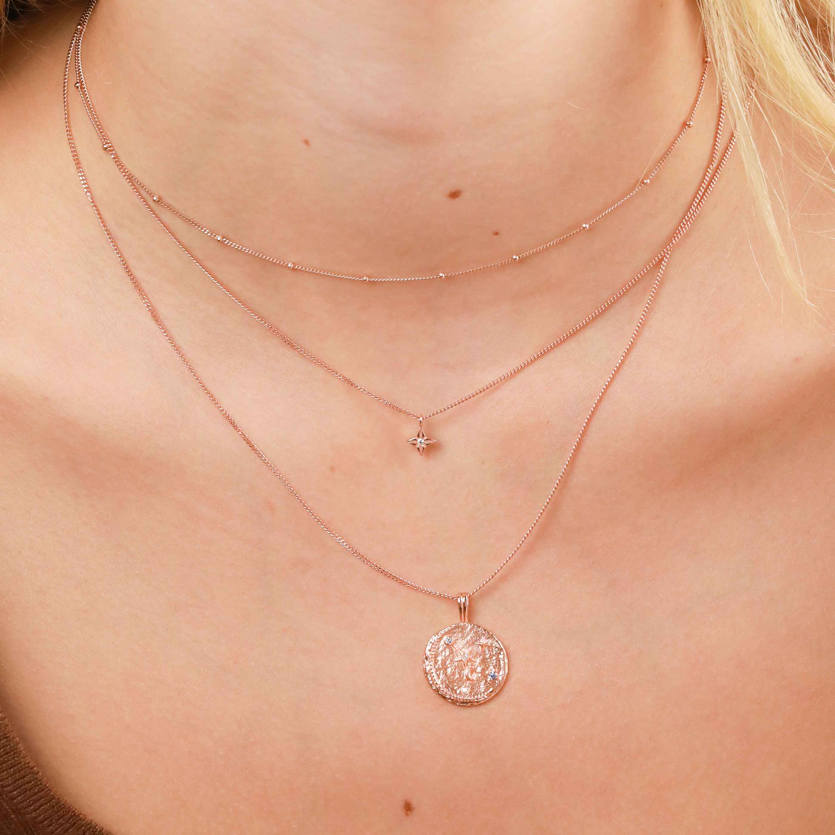 18k Rose Gold Plated Jewellery - Cancer Zodiac Pendant Necklace in Rose Gold - Zodiac Pendant - Astrid &amp; Miyu