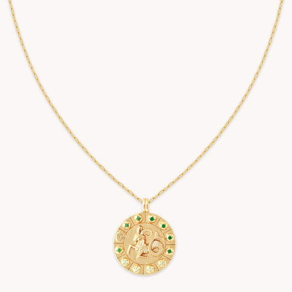 Capricorn Bold Zodiac Pendant Necklace in Gold